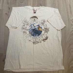 VTG DISNEY THE LION‎ KING CIRCLE OF LIFE BEIGE MOVIE PROMO T-SHIRT SZ XXL Rare!!
